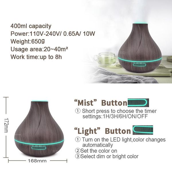 

essential oils diffusers 400ml wood cool mist maker fogger air vaporizer ultrasonic humidifier aroma oil diffuser for home