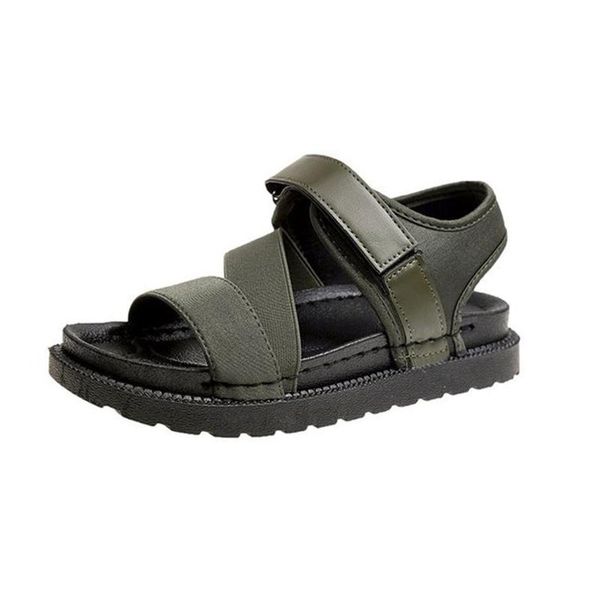 

summer flat sandals female students open toe soft bottom sponge with beach shoes, Black