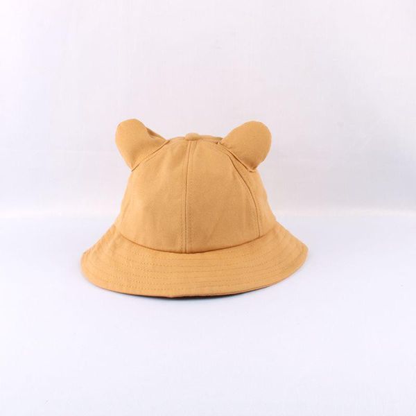 

baby hat 2021 summer children solid breathable beach sunhat bucket cotton cartoons outdoor fisherman's cap caps & hats, Yellow