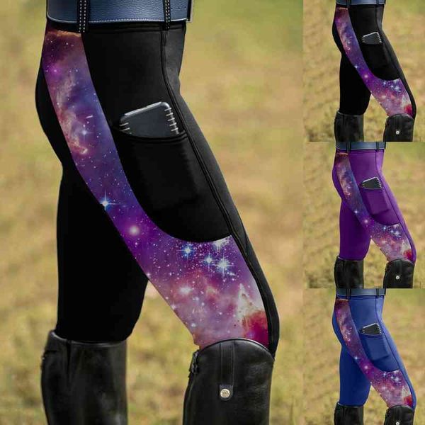 

horse riding pants clothes for women starry sky print high waist trouser elastic equestrian breeches skinny trousers equipments, Black;white