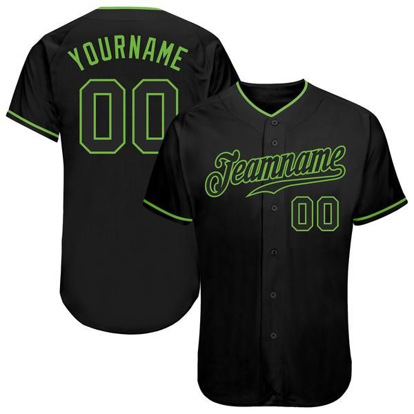 

custom black black-neon green authentic baseball jersey, Blue;black