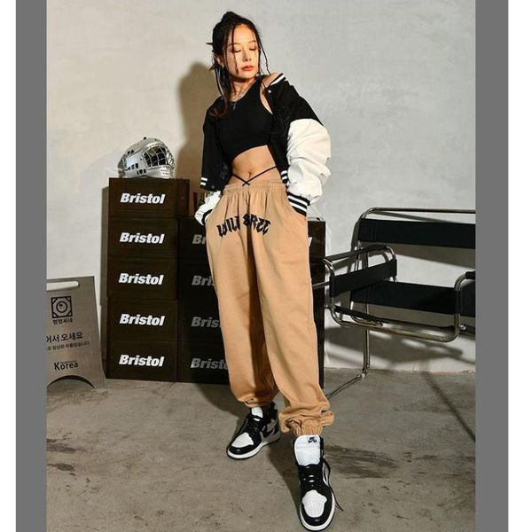 

women's pants & capris y2k fall clothes for women personality rose print brown sweatpants female loose jazz hip-hop casual footwear tro, Black;white