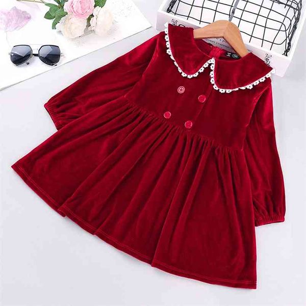 Sonbahar Kış Kız Elbise Akıllı Rahat Noel Çocuk Çocuk Giyim Kore Prenses Uzun Kollu Elbise GIRS 210625