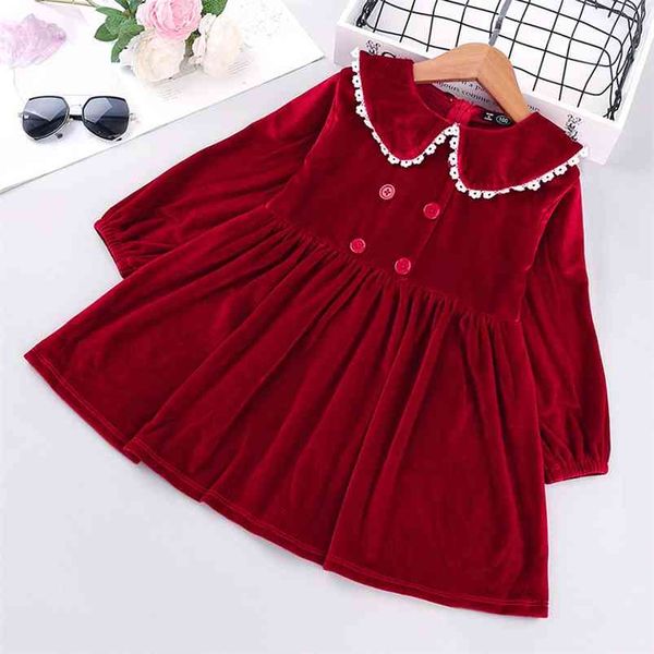

autumn winter girls dresses smart casual christmas children's kid clothing korean princess long sleeves dress for girs 210625, Red;yellow