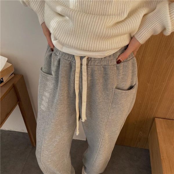 

women's pants & capris hzirip slim loose sports solid chic stylish women casual brief all match students thicken spring long trousers v, Black;white