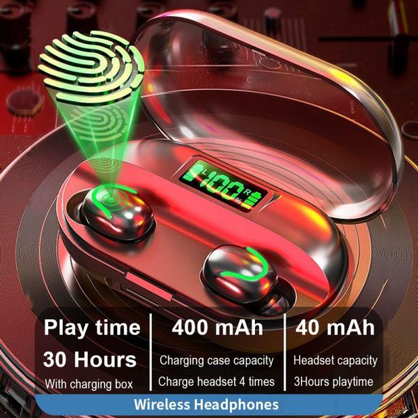 

wireless earphone hifi high fidelity touch mini in-ear ipx5 waterproof sports bluetooth earbuds earpieces hd call red headphones & earphones