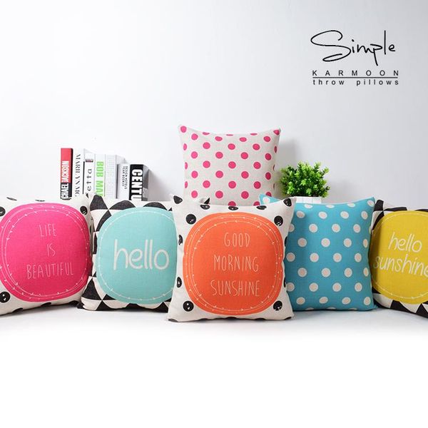 

pillow case geometry cover, fresh and lovely color wave american literature cartoon throw pillowcase wholesale