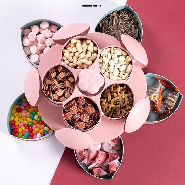 

double-layer rotating fruit tray creative candy box split dried household gift wrap