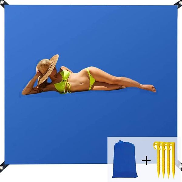 

outdoor pads beach blanket, lightweight waterproof mat with 4 stakes, portable pocket picnic for travel, camping, hiking