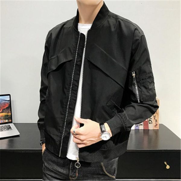 

men's jackets youth baseball uniform coats designer winter zipper pocket outerwear man tooling aviator jacket fashion korean loose casu, Black;brown
