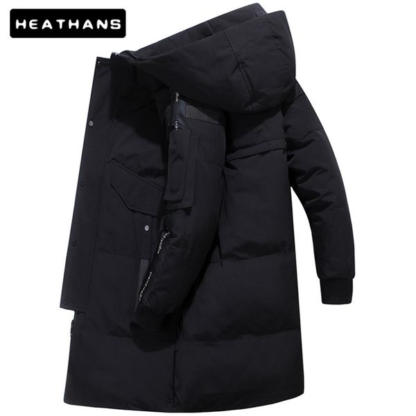 

men's hooded et, medium and long popular coat, korean fashion, winter - 30 degre, Black