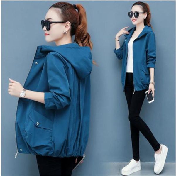 

women's jackets women short jacket autumn spring 2021 fashion coat female loose plus size 5xl hooded solid color casual overcoat mujer, Black;brown