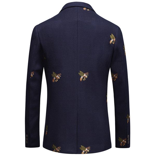 

men's suits & blazers pyjtrl male blazer of luxury embroidered bee, fashion autumn and winter, woolen for wedding, ball, singers costum, White;black