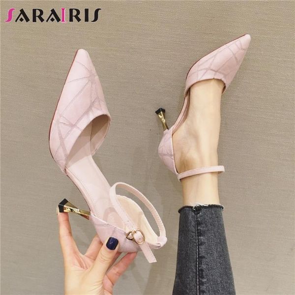 

sandals sarairis fashion female pointed toe black party dress high heel ankle strap women summer shoes woman