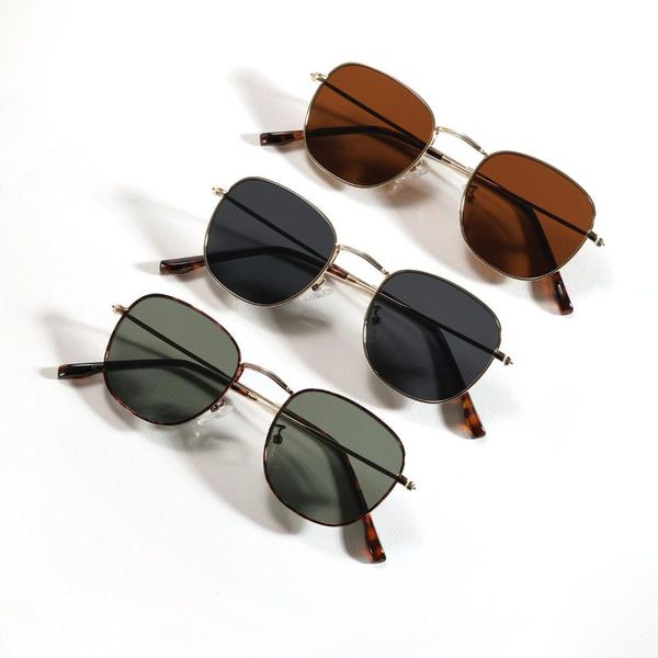 

sunglasses gcv retro men's brown metal thin frame outdoor beach literary women's gafas de sol hombre uv400, White;black