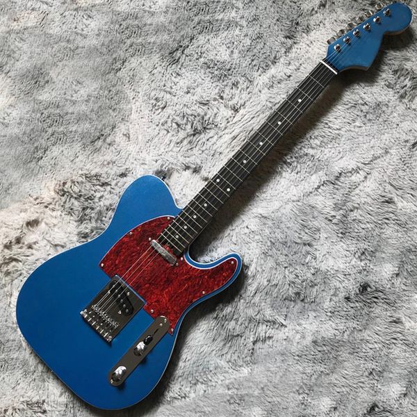 

high cost performance-6 strings metallic blue electric guitar with red pearled pickguard,rosewood fretboard