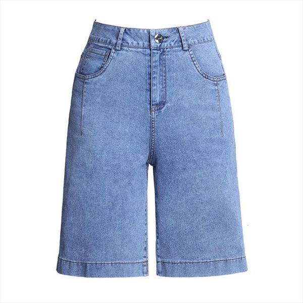 

plus size denim long summer women shorts high waist fashion casual knee length short jeans bermuda femme, White;black