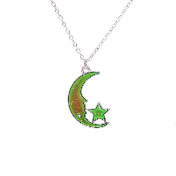 

fashion cartoon moon star mood necklace change color necklaces 100pcs/lot, Silver