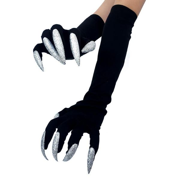 

five fingers gloves halloween long nails ghost funny festival witch cosplay costume party scary fancy props black mitten dress up, Blue;gray