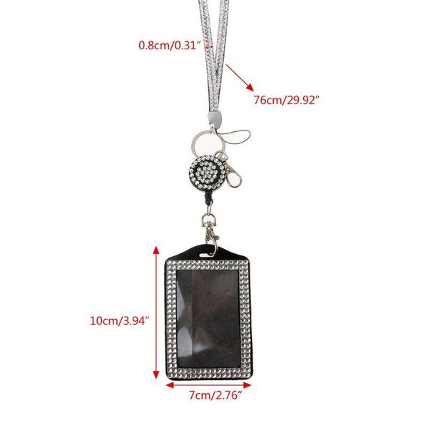 

pendant necklaces 40gb badge holder rhinestone lanyard crystal necklace card, Silver