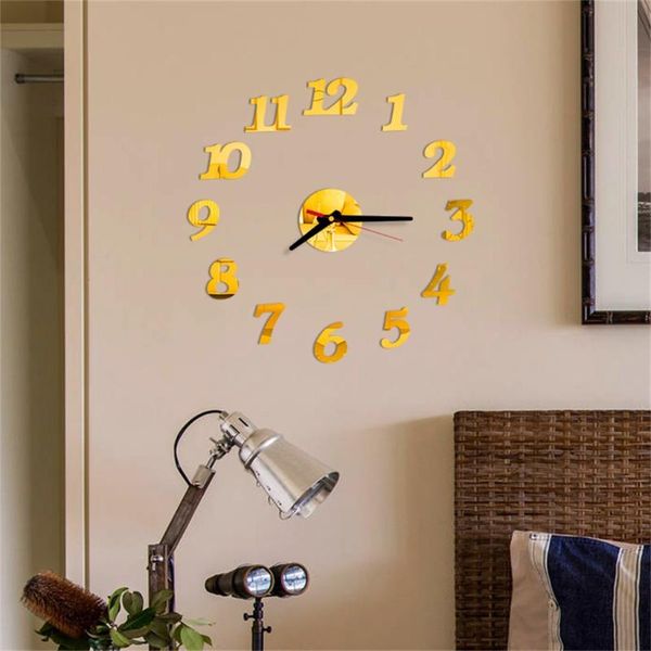 

wall clocks home decor 3d diy roman numbers acrylic mirror sticker hour hand mural decals fashion big size