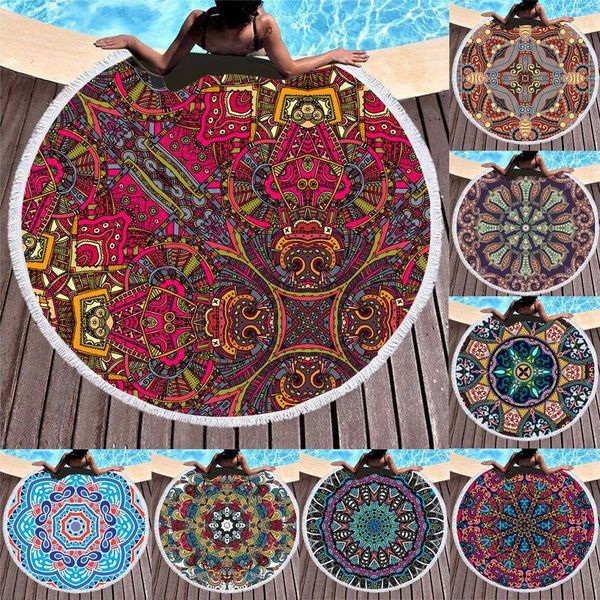 

towel extra large round beach summer outdoor print digital retro shawl