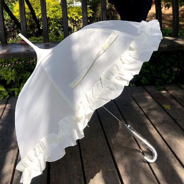 

umbrellas umbrella creative wedding bride sunny rain pagoda black and white powder double lace princess
