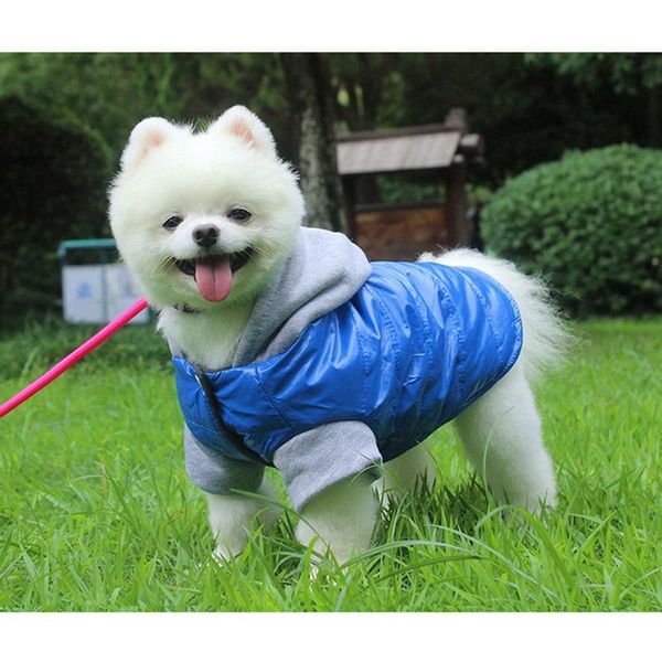 

dog apparel denim cloth cotton winter jacket vest coat thickening warm puppy clothes hooded for pet 2021