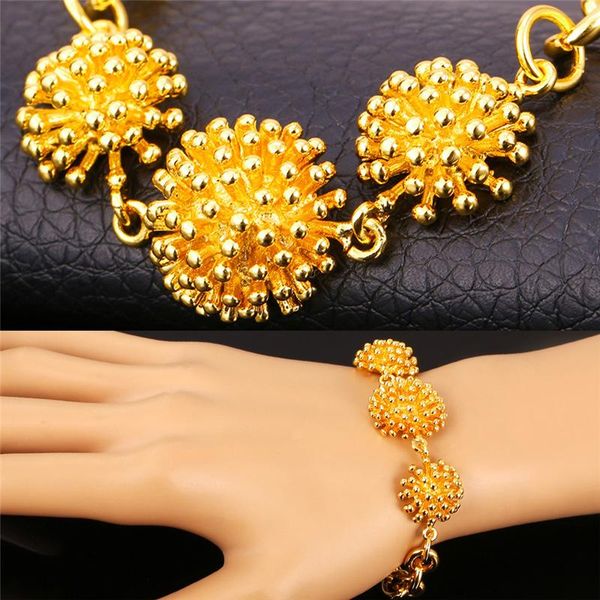 

charm bracelets dandelion flower hand chain bracelet for women mgc fashion jewelry gift 20cm gold color dubai pe1410, Golden;silver