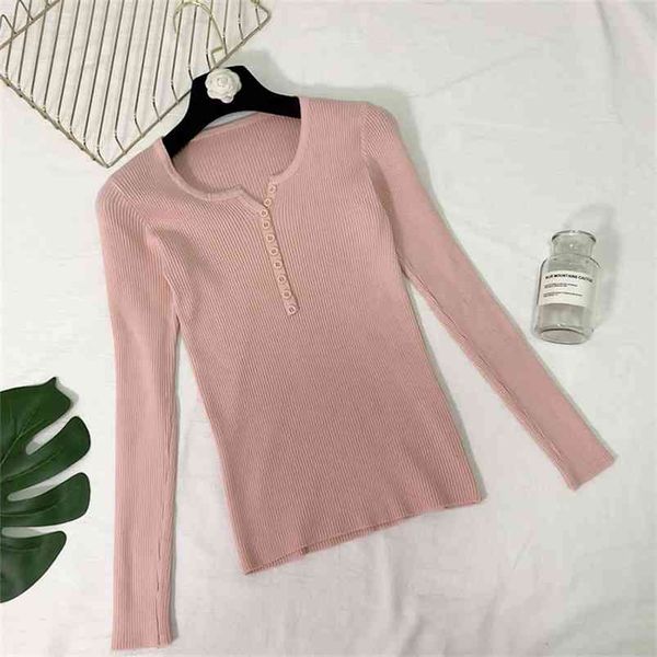 

hsa ropa mujer woman sweaters button up casual basic knitwear slim stretch mulheres pullover fashion knit jumpers 210430, Black;gray