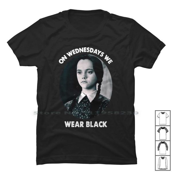 

men's t-shirts on wednesdays we wear black t shirt 100% cotton wednesday horror movie logo lack ear day go, White;black