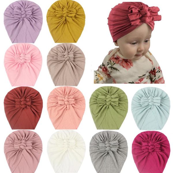 

caps & hats soft cotton baby hat turban solid color born boys girls bonnet infant toddler cap beanies headwrap, Yellow