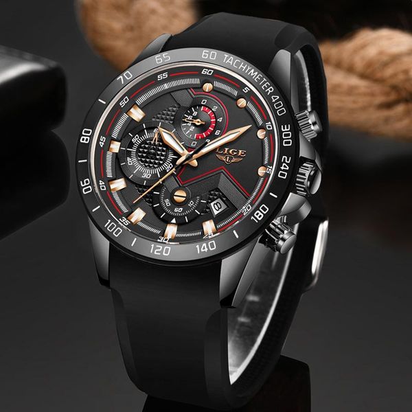 

wristwatches reloj hombres lige mens watches quartz watch men waterproof sport male clock silicone military wrist watch+box, Slivery;brown
