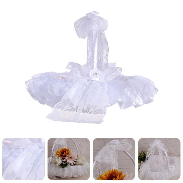 

gift wrap wedding flower basket lace romantic rhinestone decoration girl