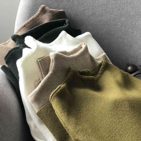 

half high neck sweater women winter solid color thickening slim slimming bottoming shirt all match fashion female 210520, White;black