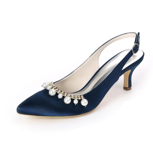 

dress shoes elegant bridal 2'' heels pointed toe slingback satin wedding w lace pearls 6cm pumps many colors epplant ivory, Black