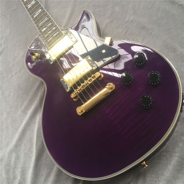 

purple flamed maple gold hardware lp custom electric guitar
