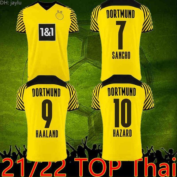 

22 2021 dort soccer jersey mund #9 haaland #11 reus #7 sancho #10 hazard men home football shirt on sale, Black