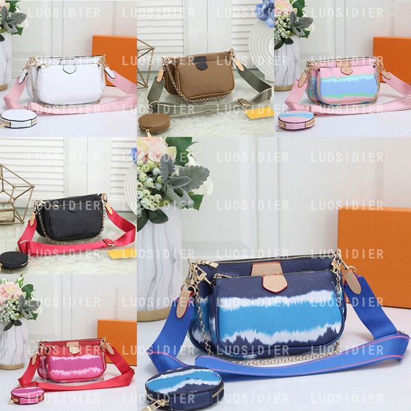 

2022 favorite women genuine leather bags fashion handbags multi pochette accessoires purses flower mini 3pcs 3 piece set crossbody shoulder