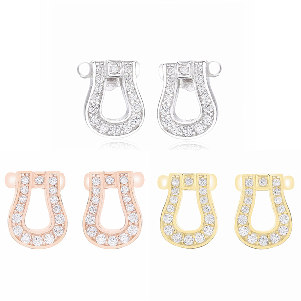 

925 sterling silver horseshoe-shaped button earrings stud cute fashion brand mother ladies exquisite jewelry wholesale, Golden;silver