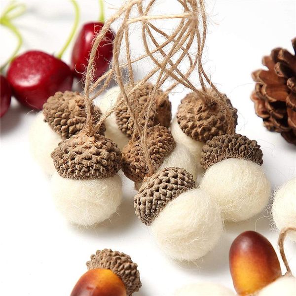 

christmas decorations 10pcs mini felt pine tree pendant hanging ornament diy small ball cone acorn decoration