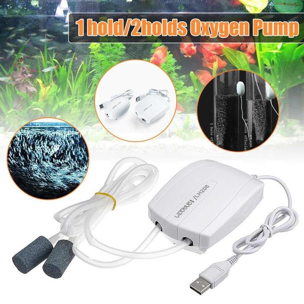 

aquarium air pump mini silent compressor single double outlet oxygen pumps for aquariums aquatic fish tank & accessories
