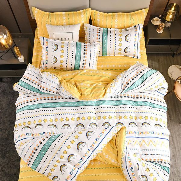 

bedding sets fashion stripes set starry rainbow duvet cover home soft quilt teens bed clothes linens pillowcases 3/4pcs
