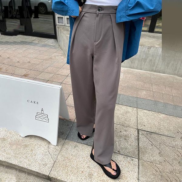 

women's pants & capris [eam] high waist gray pleated long wide leg casual trousers loose fit women fashion tide spring autumn 2021 1de1, Black;white