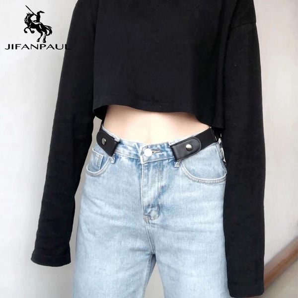 

belts buckle-belt jeans women's punk style dress ladies slim sports trend comfortable elastic waist pants stretch, Black;brown