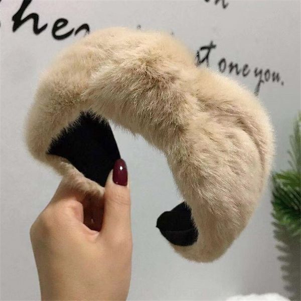 

MYa imitation rabbit net red wash face knot bundle plush hoop female korean headbands version lovely ins plush wide edge hair band hair hol, Silver