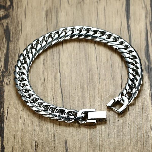 

link, chain men bracelets on hand stainless steel charm bracelet for mesaccessories male man men\x27s 2021 hip hop jewelry, Black