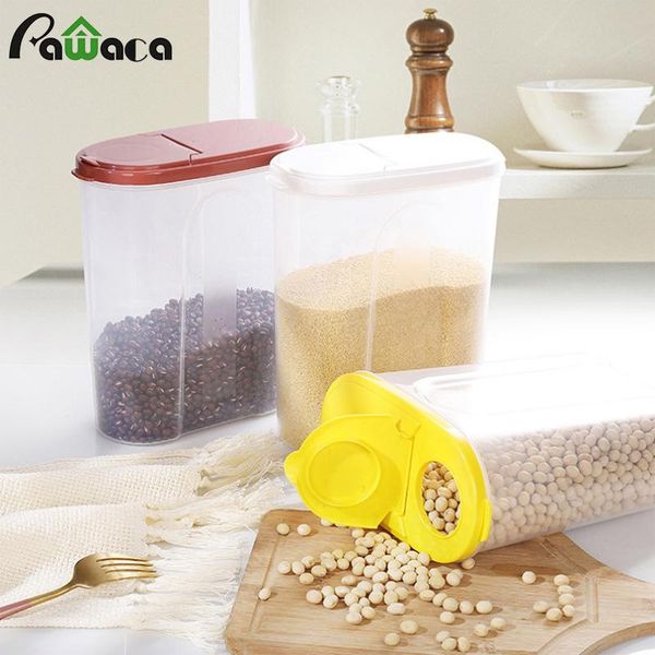 

storage bottles & jars cereal dispenser box with scales plastic kitchen rice container case flour grain bottle jar 2l