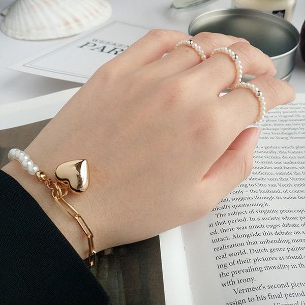 

other bracelets silvology 925 sterling silver pearl heart asymmetry wide chain temperament for women luxury jewelry designer, Golden;silver