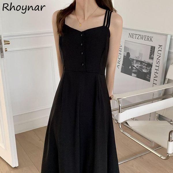 

casual dresses dress women fashion summer solid color spaghetti strap cozy leisure all-match temperament loose french style female vest, Black;gray